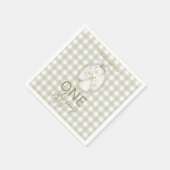 Silly Goose 1st Birthday Green Gingham Serviette (Ecke)