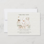 Silly Goose 1st Birthday Green Stripes Dankeskarte (Vorderseite)