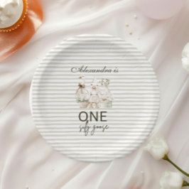 Silly Goose 1st Birthday Green Stripes  Pappteller