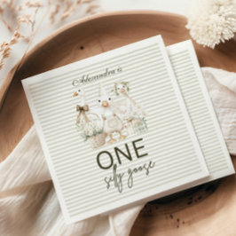 Silly Goose 1st Birthday Green Stripes  Serviette