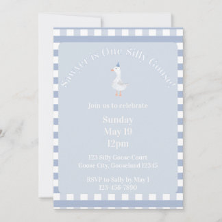 Silly Goose 1st Birthday Invitation (Dusty Blue) Einladung