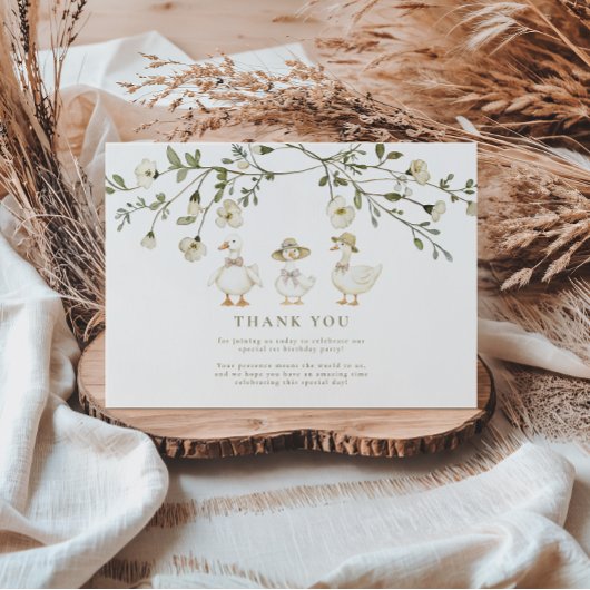 Silly Goose 1st Birthday Neutral Floral  Dankeskarte