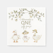 Silly Goose 1st Birthday Neutral Floral  Serviette (Vorderseite)