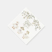 Silly Goose 1st Birthday Neutral Floral  Serviette (Ecke)