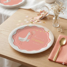 silly goose 1st birthday personalized pappteller