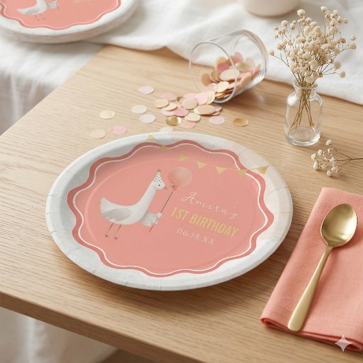 silly goose 1st birthday personalized pappteller