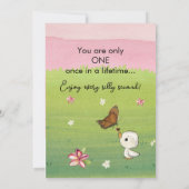 Silly Goose 1st Birthday Pink Bow Green Coquette  Einladung (Rückseite)