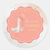 Silly Goose 1st Birthday Sticker Coral Boho Girl (Vorderseite)