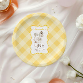 Silly Goose 1st Birthday Yellow Gingham Pappteller