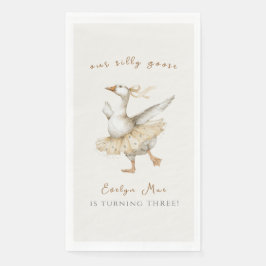 Silly Goose 3rd Birthday Watercolor Serviette
