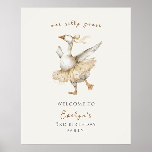 Silly Goose 3rd Birthday Watercolor Welcome Poster (Vorne)
