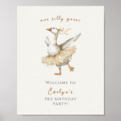 Silly Goose 3rd Birthday Watercolor Welcome Poster (Vorne)
