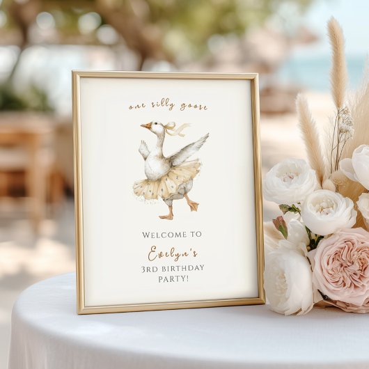 Silly Goose 3rd Birthday Watercolor Welcome Poster