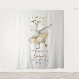 Silly Goose 3rd Birthday Watercolor Welcome Wandteppich