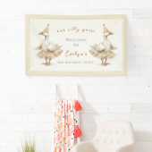 Silly Goose 3rd Birthday Yellow Watercolor Welcome Banner (Insitu)