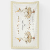 Silly Goose 3rd Birthday Yellow Watercolor Welcome Banner (Vertikal)
