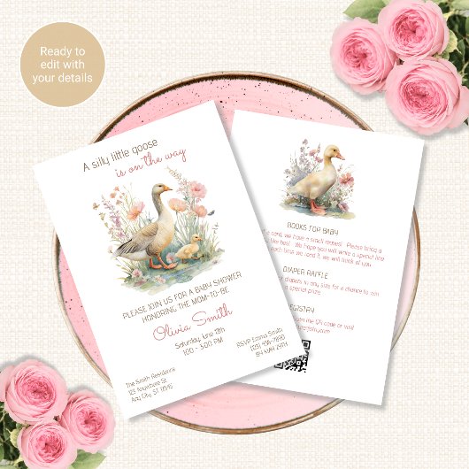 Silly Goose All in One QR Code Shower Invitation Einladung