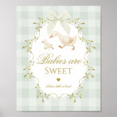 Silly Goose Babies are sweet Sage Green Gingham Poster (Vorne)