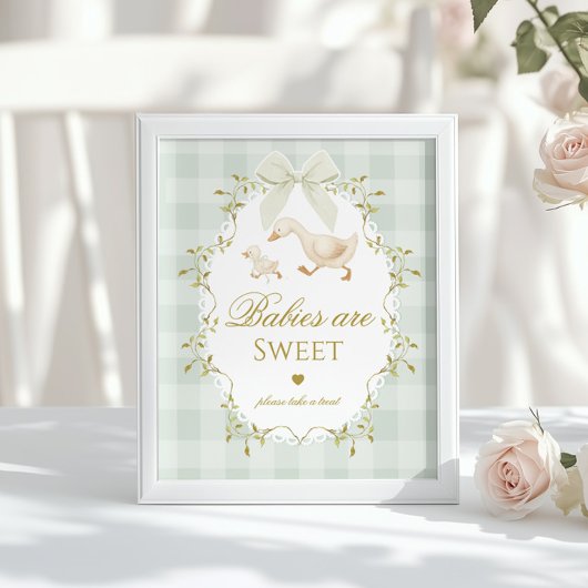 Silly Goose Babies sind süß Sage Grün Gingham Poster