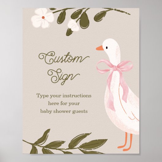 Silly Goose Baby Shower Custom Tabletop Sign Poster (Vorne)