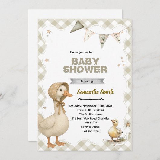 Silly Goose Baby Shower Invitation Einladung (Vorne/Hinten)