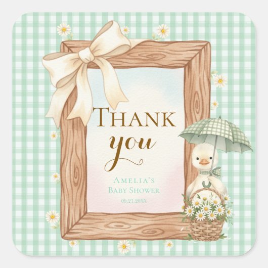 Silly Goose Baby Shower Thank You Sticker (Vorderseite)