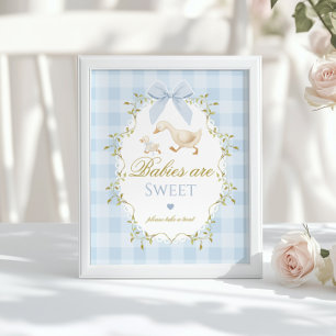 Silly Goose Babys sind süß Blau Gingham Schleife Poster