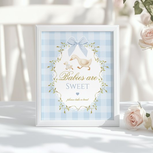Silly Goose Babys sind süß Blau Gingham Schleife Poster