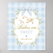 Silly Goose Babys sind süß Blau Gingham Schleife Poster (Vorne)