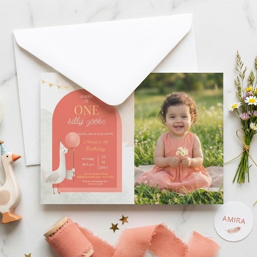 Silly Goose Birthday Photo Personalized invitation Save The Date
