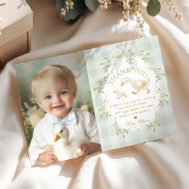 Silly Goose Birthday Sage Gingham Thank you card Einladung