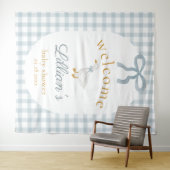 Silly Goose Blue Baby Shower Welcome Backdrop  Wandteppich (Beispiel (Horizontal))
