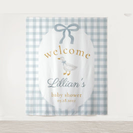 Silly Goose Blue Baby Shower Welcome Backdrop  Wandteppich