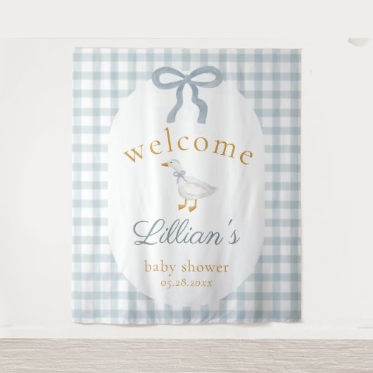 Silly Goose Blue Baby Shower Welcome Backdrop  Wandteppich (Vorderseite)