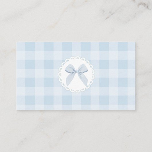 Silly Goose Blue Bow Gingham Books for baby ticket Begleitkarte (Rückseite)