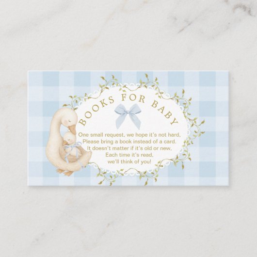 Silly Goose Blue Bow Gingham Books for baby ticket Begleitkarte (Vorderseite)