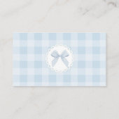 Silly Goose Blue Bow Gingham Diaper raffle ticket Begleitkarte (Rückseite)