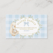 Silly Goose Blue Bow Gingham Diaper raffle ticket Begleitkarte (Vorderseite)
