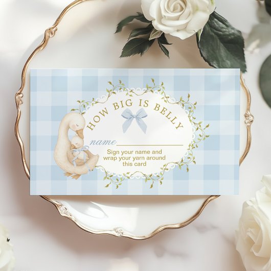 Silly Goose Blue Bow Gingham How big is belly Begleitkarte