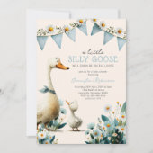Silly Goose Blue Boy Baby Shower Einladung (Vorderseite)