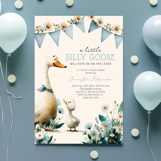 Silly Goose Blue Boy Baby Shower Einladung