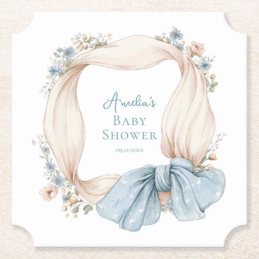 Silly Goose Blue Floral Paper Coaster Untersetzer (Vorderseite)