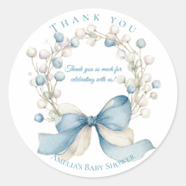 Silly Goose Blue Floral Round Favor Sticker