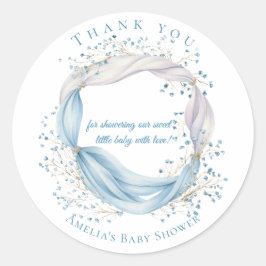 Silly Goose Blue Floral Round Thank You Sticker