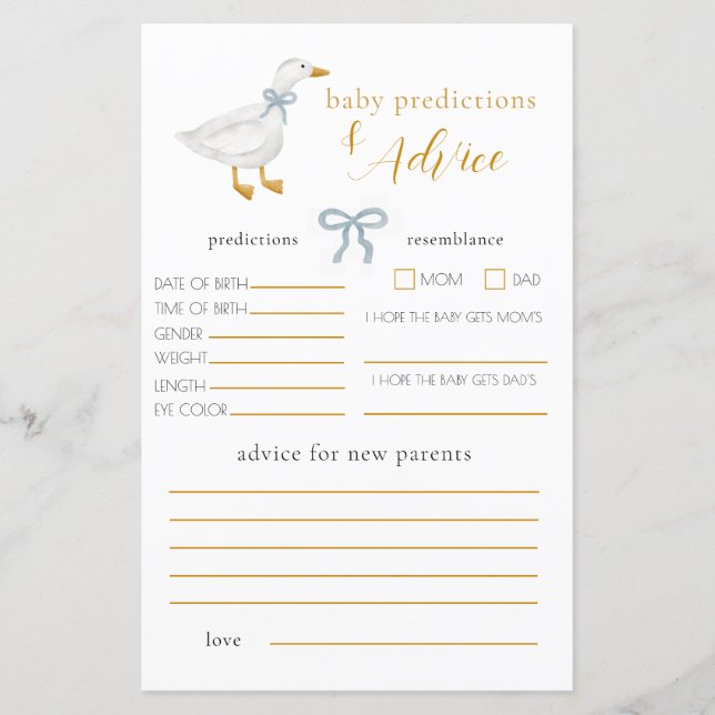 Silly Goose Blue Gingham Baby Advice Prediction (Vorderseite)