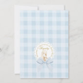 Silly Goose Blue Gingham Baby Boy Shower Einladung (Rückseite)