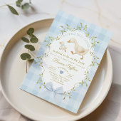 Silly Goose Blue Gingham Baby Boy Shower Einladung