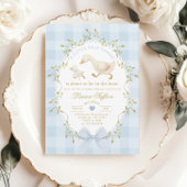 Silly Goose Blue Gingham Baby Boy Shower Einladung