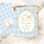 Silly Goose Blue Gingham Baby Boy Shower Einladung