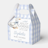 Silly Goose Blue Gingham Baby Shower Geschenkschachtel (Rückseite)